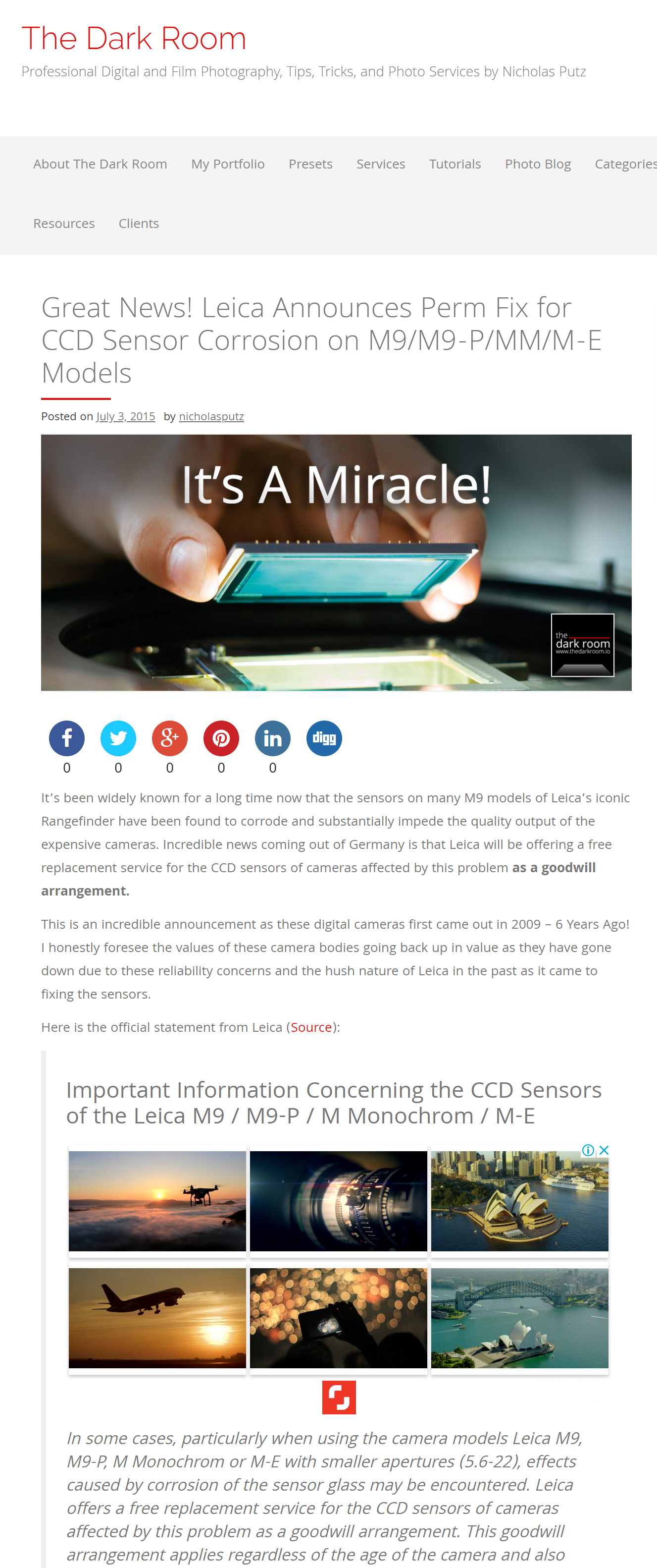 Blog report: Leica announces permanent fix for CCD sensor corrosion